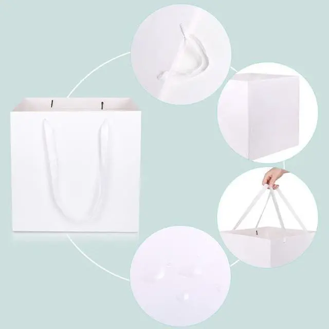 Alt view image 3 of 7 - 11.8" Large Gift BagSquare Reusable Gift Bags Large for Birthday Wedding Christmas Presents Doll (White)