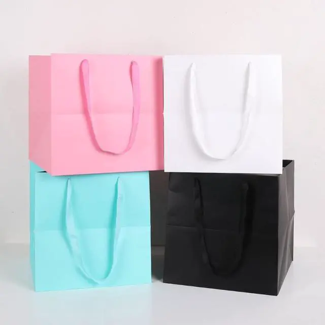 Alt view image 5 of 7 - 11.8" Large Gift BagSquare Reusable Gift Bags Large for Birthday Wedding Christmas Presents Doll (White)