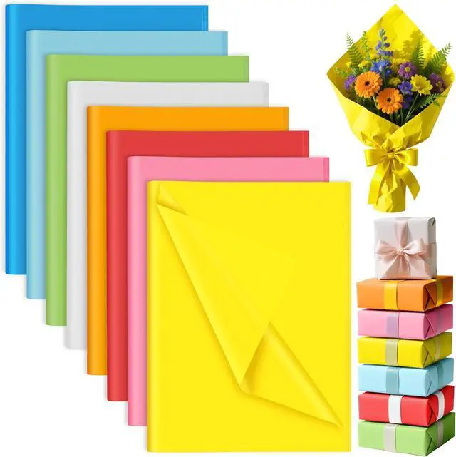 Main image of PLULON 60 Sheets Colored Tissue Paper for Gift Bags, Flower Wrapping Paper