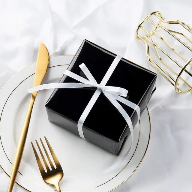 Alt view image 2 of 7 - RUSPEPA Black Metallic Wrapping Paper - Solid Color Paper Perfect for Wedding, Birthday, Christmas, Baby Shower - 17 Inches X 32.8 Feet