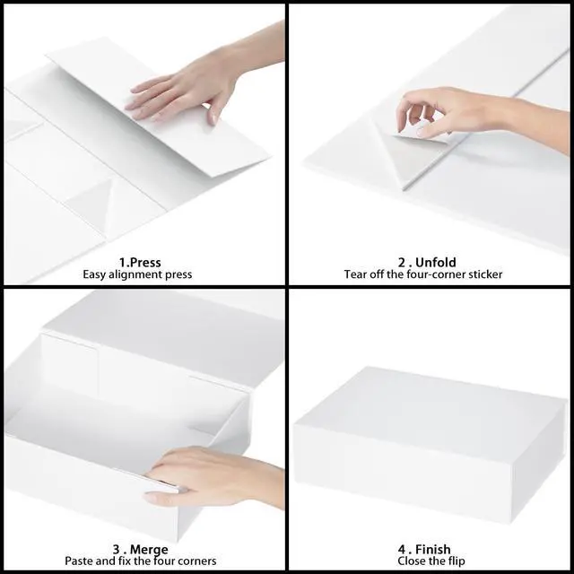 Alt view image 3 of 6 - White Gift Box 11.9" x 8.5" x 3.3",Magnetic Closure Gift Boxes for Presents