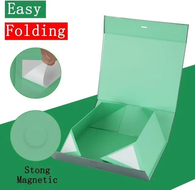 Alt view image 4 of 7 - BoxSkivra Green Gift Box with Ribbon 1 Pack 6X6X3 Inch