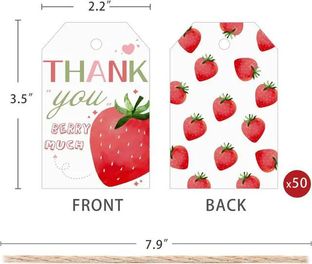 Alt view image 2 of 6 - 50 Pcs Strawberry Thank You Berry Much Tag