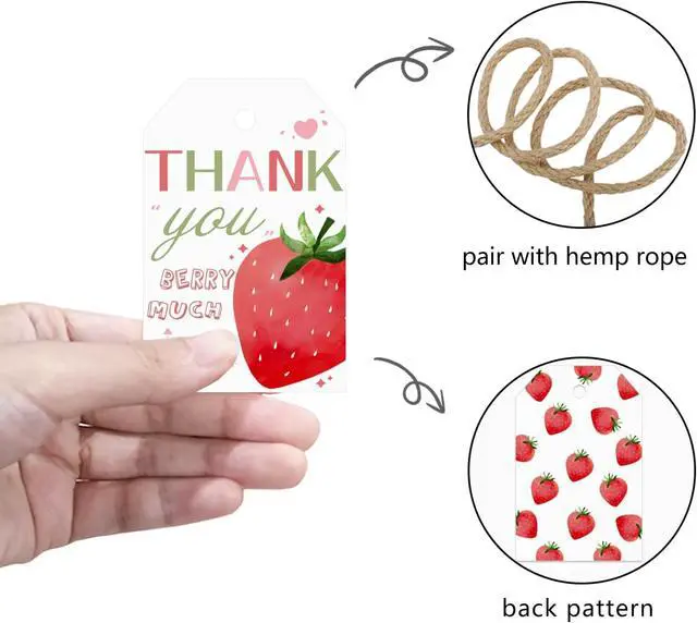 Alt view image 3 of 6 - 50 Pcs Strawberry Thank You Berry Much Tag