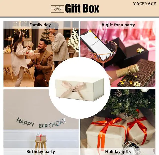 Alt view image 7 of 7 - YACEYACE Small Gift Box Bulk, 1Pcs Pale Gold Gift Wrap Box for Present, Gift Box for Wrapping, Birthday, Wedding, Party, 9.4x6.8x4.1 inch