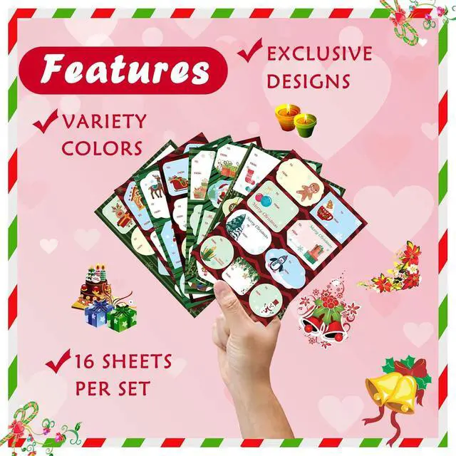 Alt view image 2 of 7 - 138PCS Christmas Tags Sticker Christmas Gift Labels Sticker Christmas Craft