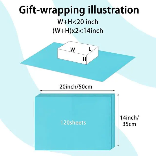 Alt view image 2 of 6 - 120 Sheets 14 x 20 Inch Light Blue Tissue Paper for Gift Bag