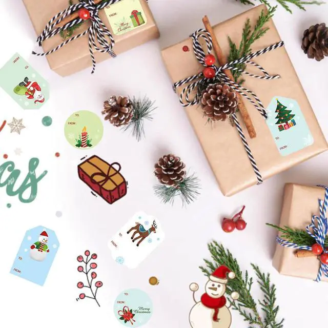 Alt view image 7 of 7 - 138PCS Christmas Tags Sticker Christmas Gift Labels Sticker Christmas Craft