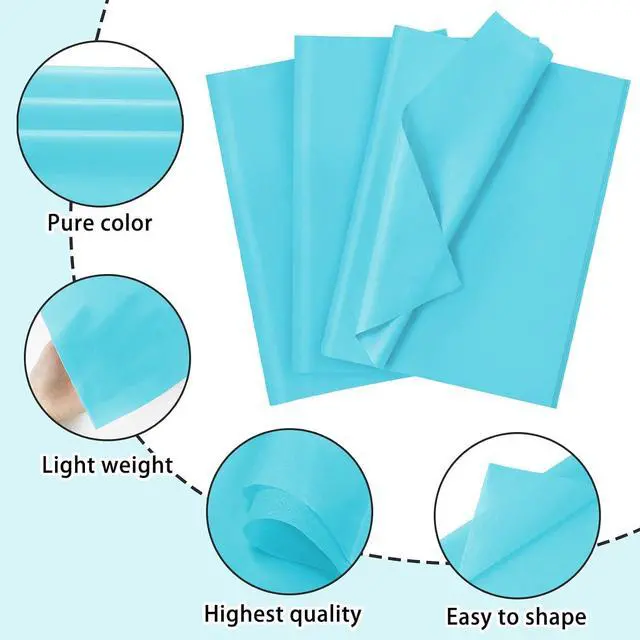 Alt view image 4 of 6 - 120 Sheets 14 x 20 Inch Light Blue Tissue Paper for Gift Bag