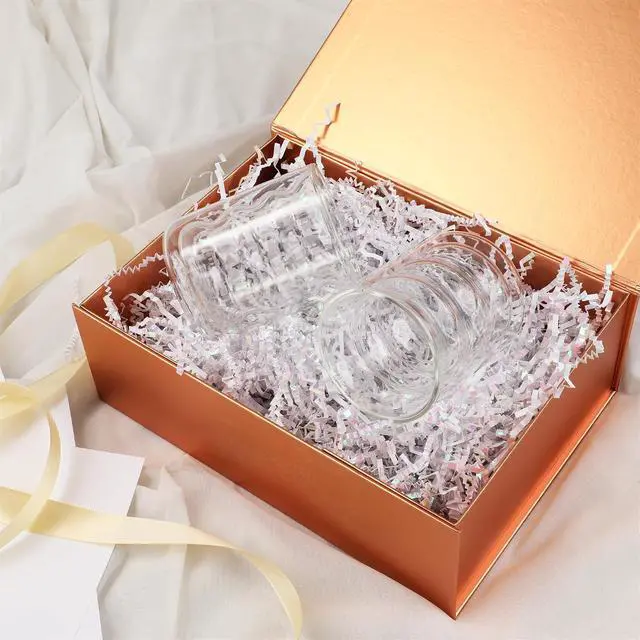 Alt view image 6 of 7 - Rose Gold Gift Box,10x7.3x3.5 Gift Boxes With Lids For Presents Includes Ribbon And Diy Printable Sticker Paper,Bridesmaid Proposal Box,Magnetic Gift Box For Birthday,Wedding,Graduation
