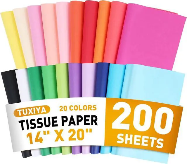 Main image of TUXIYA 200 Sheets Tissue Paper,20-Color 14"X20" Tissue Paper for Gift Bags