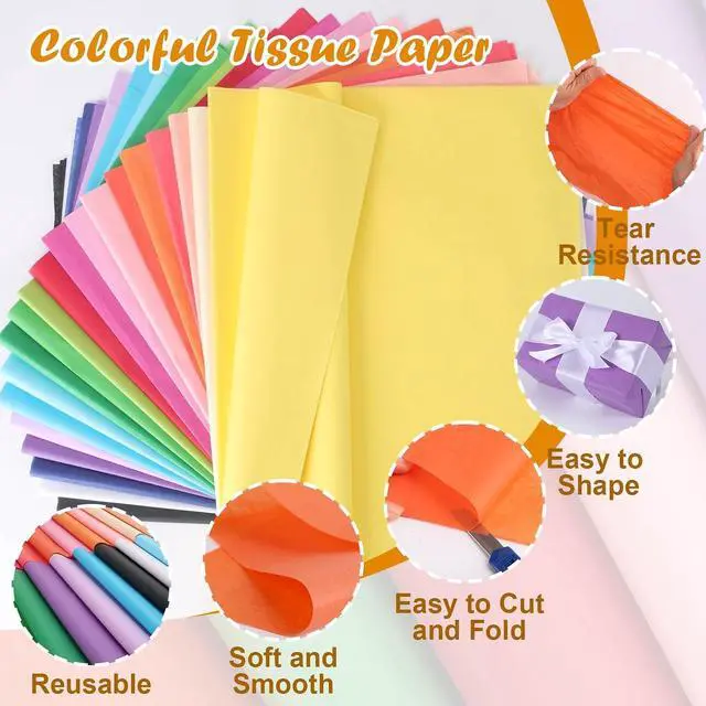 Alt view image 3 of 7 - TUXIYA 200 Sheets Tissue Paper,20-Color 14"X20" Tissue Paper for Gift Bags