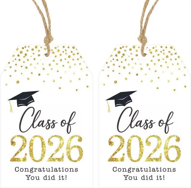 Main image of Anwyll Graduation Gift Tags 2026-50Pcs Happy Graduation Tags with String Congrats Grad Class of 2026 Tag Congratulations You Did It Tag for Grad Party Favors Decor Gift Wrapping Goodie Treat Bag