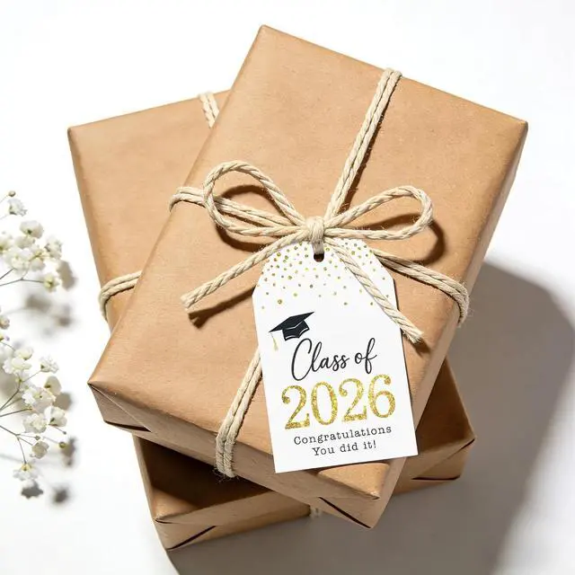 Alt view image 4 of 7 - Anwyll Graduation Gift Tags 2026-50Pcs Happy Graduation Tags with String Congrats Grad Class of 2026 Tag Congratulations You Did It Tag for Grad Party Favors Decor Gift Wrapping Goodie Treat Bag