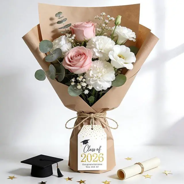 Alt view image 6 of 7 - Anwyll Graduation Gift Tags 2026-50Pcs Happy Graduation Tags with String Congrats Grad Class of 2026 Tag Congratulations You Did It Tag for Grad Party Favors Decor Gift Wrapping Goodie Treat Bag