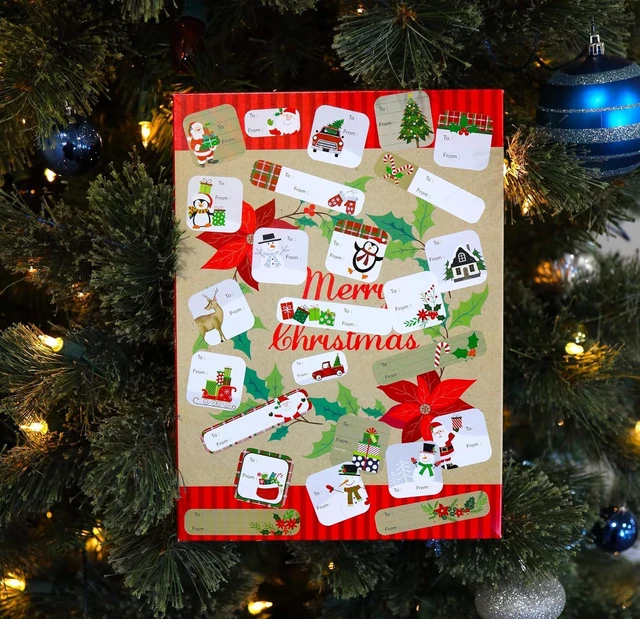 Alt view image 3 of 6 - Iconikal 600-Pack Christmas Gift Tags Labels Assorted Designs