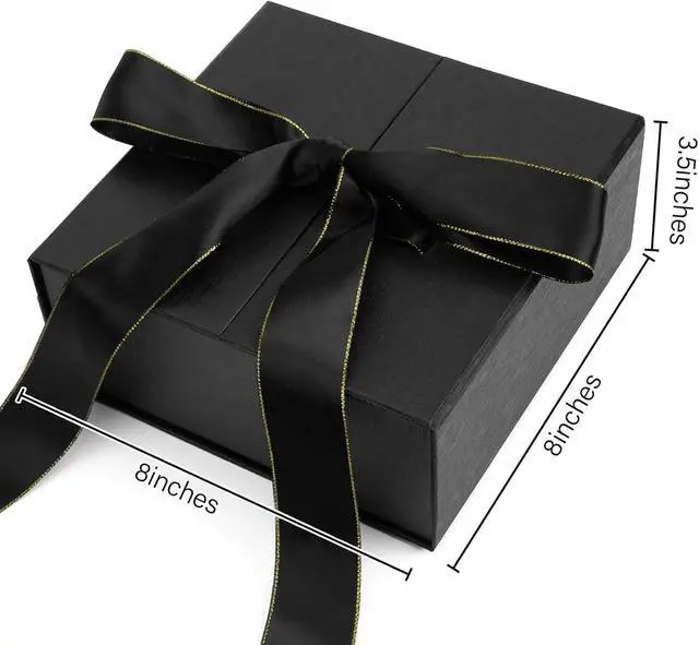 Alt view image 2 of 6 - JOHOUSE Black Gift Box with Magnetic Lid, 8 X 8 X 3.5 inch