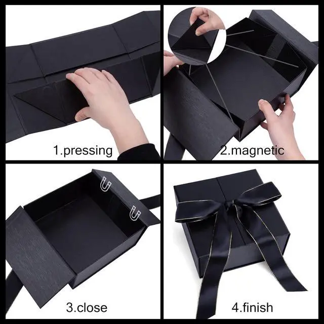 Alt view image 3 of 6 - JOHOUSE Black Gift Box with Magnetic Lid, 8 X 8 X 3.5 inch