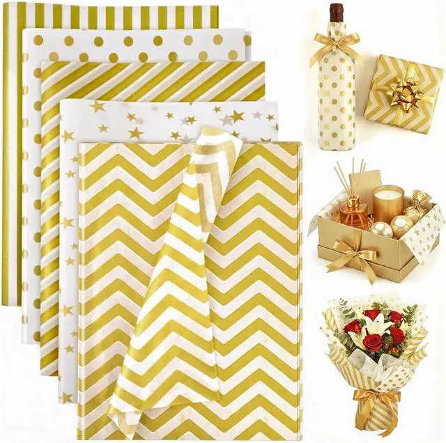 Main image of Koogel White and Gold Tissue Paper 100 Sheets, 20 X 14 inch for Gift Bags