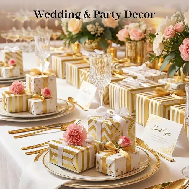 Alt view image 3 of 7 - Koogel White and Gold Tissue Paper 100 Sheets, 20 X 14 inch for Gift Bags