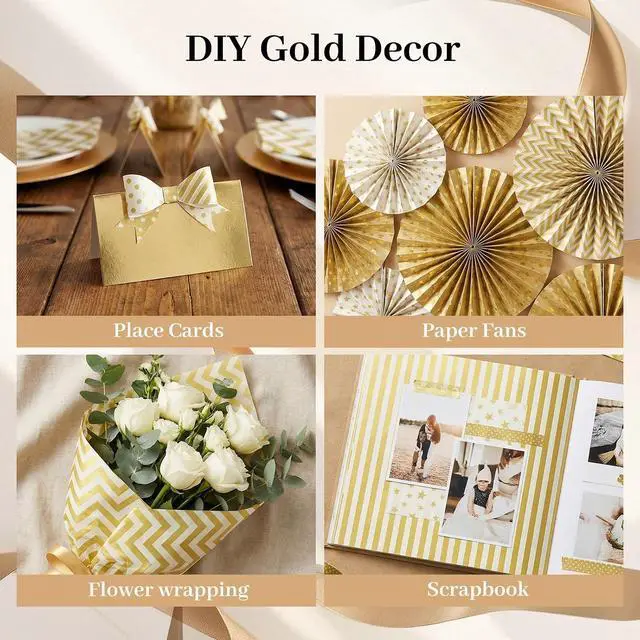 Alt view image 6 of 7 - Koogel White and Gold Tissue Paper 100 Sheets, 20 X 14 inch for Gift Bags