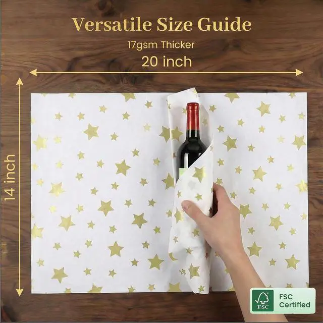 Alt view image 4 of 7 - Koogel White and Gold Tissue Paper 100 Sheets, 20 X 14 inch for Gift Bags