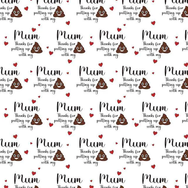 Alt view image 7 of 7 - RUSPEPA Funny Mother's Day Wrapping Paper Roll, Mini Roll, Mum Thanks for Putting Up with My Poop Emoji Pattern Gift Wrap for Women, Mom, Mother's Day, Birthday, Gag Gifts, 17 Inches x 16.4 Feet
