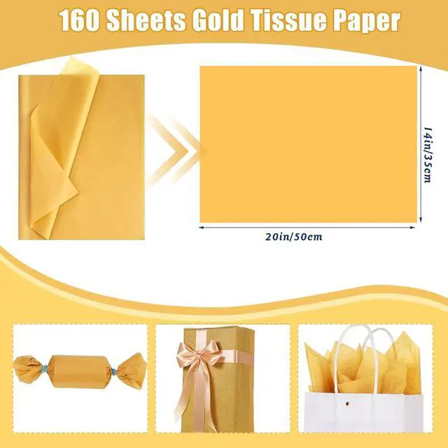 Alt view image 2 of 7 - woric 160 Sheets Gold Tissue Paper for Gift Bags 14 X 20 Inches