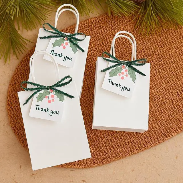 Alt view image 5 of 6 - SUNCOLOR White Gift Bags, 24 Pack 8" Small Kraft Paper Bags with Handles for Party Favors, Wedding, Birthday Treats