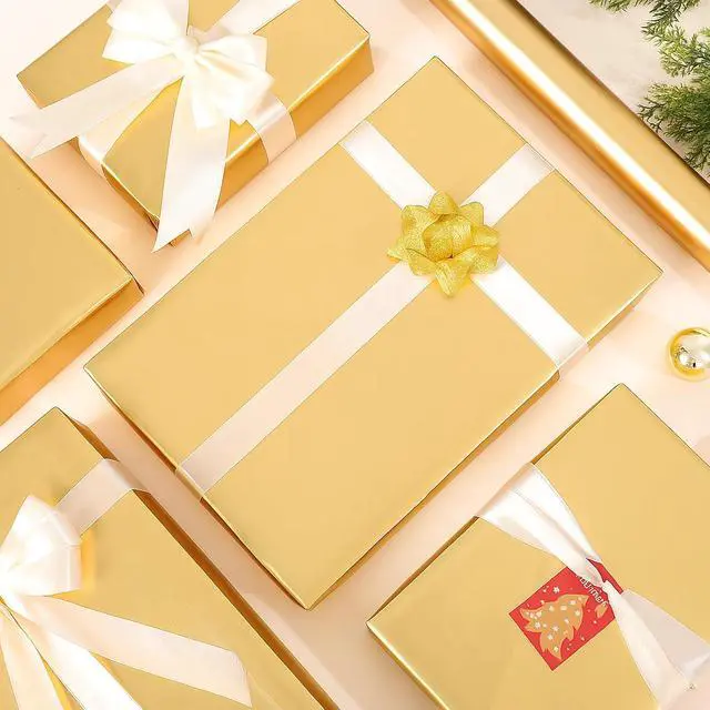 Alt view image 5 of 6 - woric Gold Wrapping Paper Roll 17 In X 33 Ft Solid Matte Gold