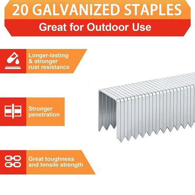 Alt view image 4 of 6 - 20 Gauge T/50 Staples,1/4"+5/16"+3/8"+1/2"+9/16":2000pcs