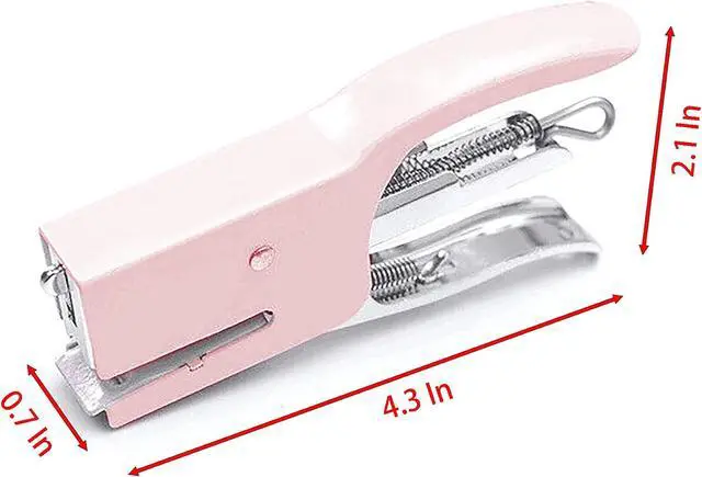 Alt view image 2 of 4 - Handheld Desktop Staples, 4 Inch Labor Saving Gray Stapler for 10 Sheets Capacity with 1000 Pcs No.10 Staples (Pink)