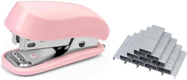 Main image of Pink Mini Stapler Hand Stapler with Staple Remover and 1 Box Staples,Cute Stationery for Students and Office Use Desk Staplers