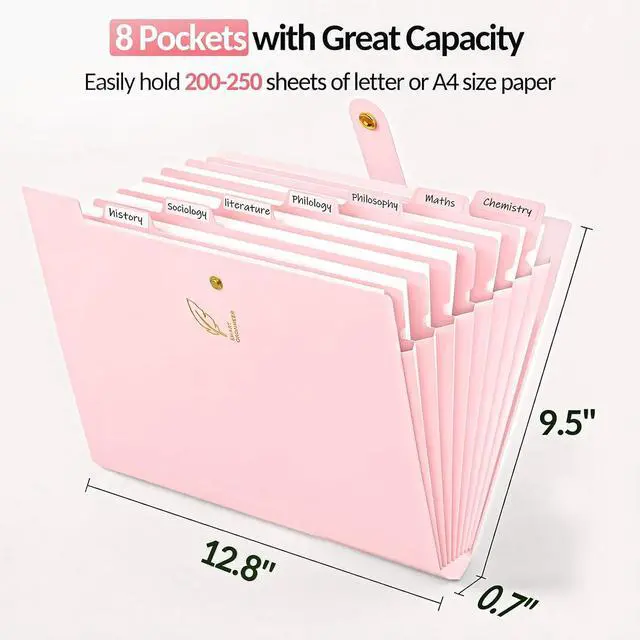 Alt view image 3 of 6 - Sooez 8 Pocket Accordion File Organizer, Pastels Expanding File Folder