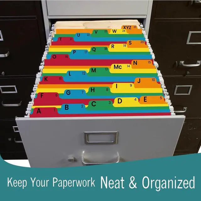 Alt view image 6 of 6 - EXTRIC Alphabetical File Organizer 25 File Cabinet Dividers A-Z, 5 Colors