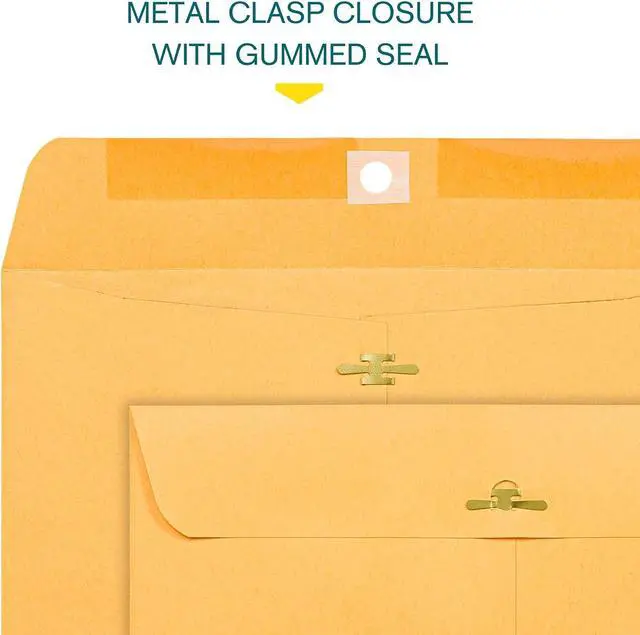 Alt view image 4 of 6 - Clasp Envelopes 9x12 Inches Brown Kraft Catalog Letter Envelopes - 30 Pack - with Clasp Closure & Gummed Seal - 28lb Heavyweight Paper Envelopes for Home, Office, Business, Legal or School