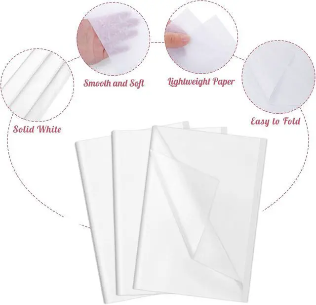 Alt view image 3 of 7 - woric 80 Sheets White Tissue Paper Bulk for Gift Bags & Crafts, 20" x 14"