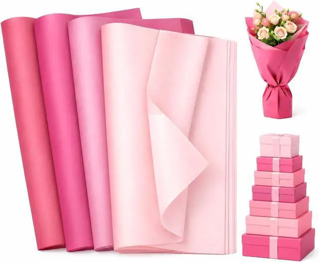 Main image of Assorted Pink & Red Tissue Paper for Gift Bags, 160 Sheets (14 x 20 in), 17gsm, 4 Colors 40 Each, FSC-Certified Wrapping Tissue, Gift Bag Filler & Box Liner for Valentines Day, Weddings & Parties