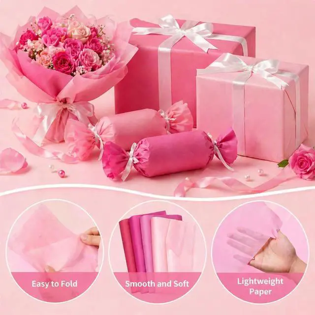 Alt view image 3 of 7 - Assorted Pink & Red Tissue Paper for Gift Bags, 160 Sheets (14 x 20 in), 17gsm, 4 Colors 40 Each, FSC-Certified Wrapping Tissue, Gift Bag Filler & Box Liner for Valentines Day, Weddings & Parties