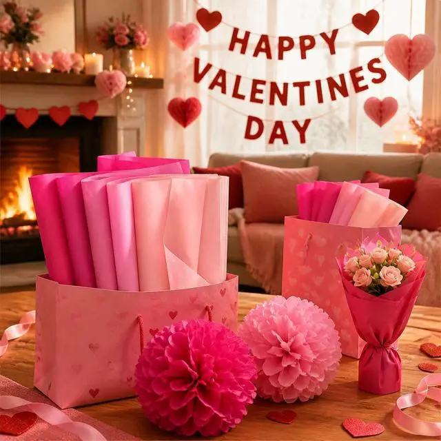 Alt view image 4 of 7 - Assorted Pink & Red Tissue Paper for Gift Bags, 160 Sheets (14 x 20 in), 17gsm, 4 Colors 40 Each, FSC-Certified Wrapping Tissue, Gift Bag Filler & Box Liner for Valentines Day, Weddings & Parties