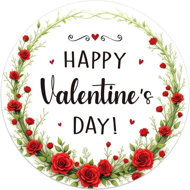 Main image of WhatSign Happy Valentines Day Stickers - 72Pcs 1.5" Round Rose Removable Bulk Tags Scrapbooking Labels Vivid Colors Romantic Decorative Decals for Envelope Seals Cards Gift Wrapping & DIY Crafts