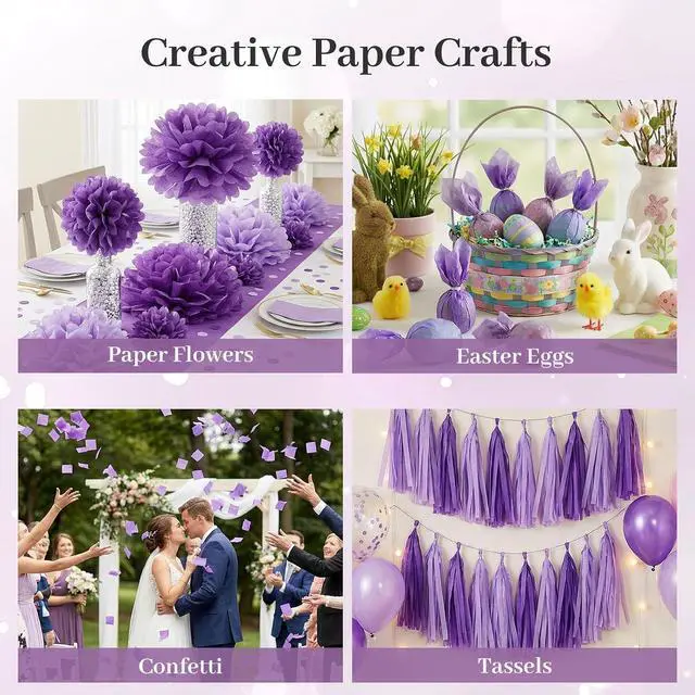 Alt view image 6 of 7 - Koogel 330 Sheets Purple Tissue Paper, 14 X 10 inches