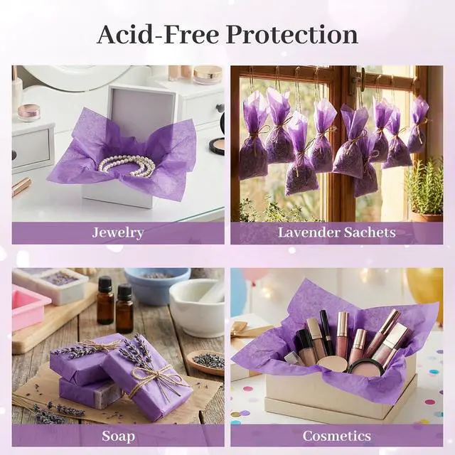 Alt view image 7 of 7 - Koogel 330 Sheets Purple Tissue Paper, 14 X 10 inches