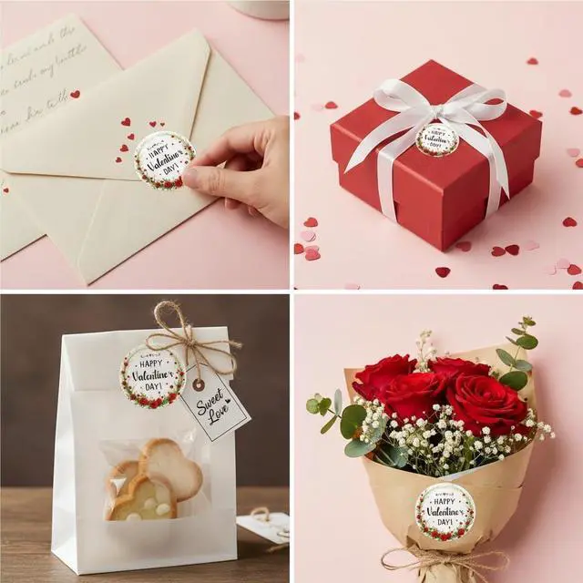 Alt view image 5 of 7 - WhatSign Happy Valentines Day Stickers - 72Pcs 1.5" Round Rose Removable Bulk Tags Scrapbooking Labels Vivid Colors Romantic Decorative Decals for Envelope Seals Cards Gift Wrapping & DIY Crafts
