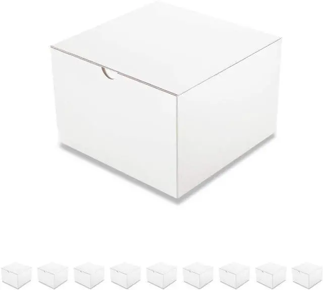 Main image of PACKQUEEN 10 White Gift Boxes 6x6x4 Inch, Small Gift Boxes Bulks with Lids