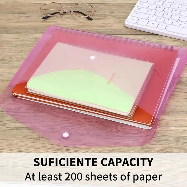 Alt view image 3 of 7 - EOOUT 14pcs Plastic Envelopes, Plastic Folders for Documents, Poly Folders with Snap Closure, A4 Size, Letter Size, for School and Office Supplies