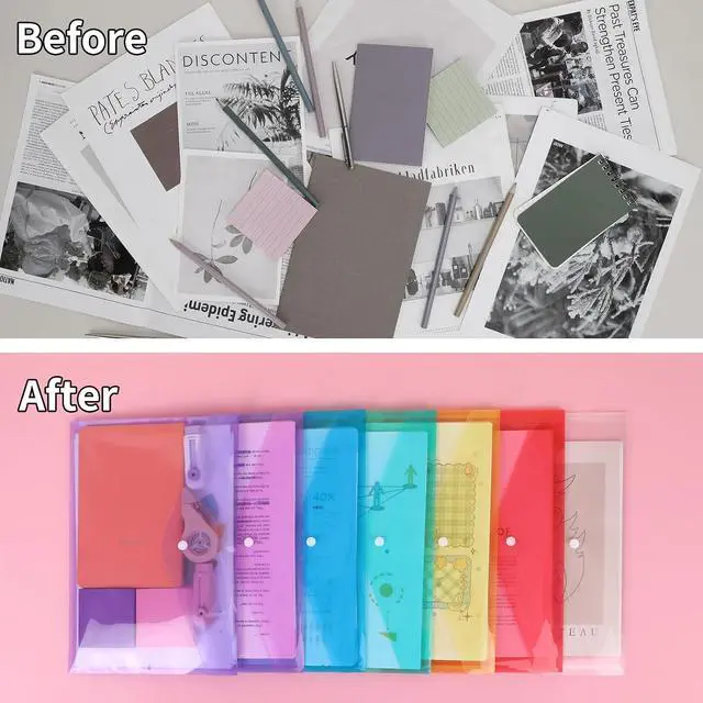 Alt view image 5 of 7 - EOOUT 14pcs Plastic Envelopes, Plastic Folders for Documents, Poly Folders with Snap Closure, A4 Size, Letter Size, for School and Office Supplies