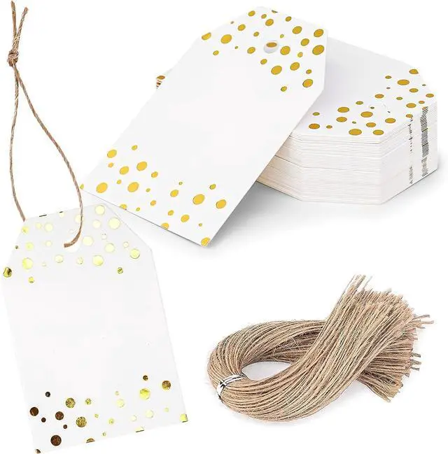 Main image of SallyFashion 40PCS Gold Dot Gift Tags with String, 2 X 3 inch