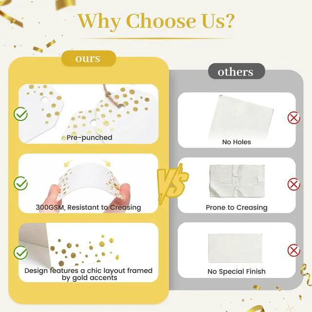 Alt view image 5 of 7 - SallyFashion 40PCS Gold Dot Gift Tags with String, 2 X 3 inch