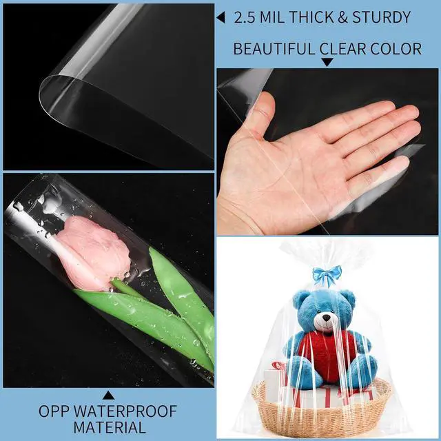 Alt view image 4 of 6 - woric Large Cellophane Bags 30x40 Inch Clear Cellophane Wrap 6PCS